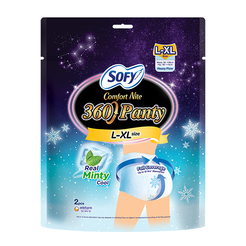 SOFY COMFORT NITE 360 PANTY COOL L-XL (4 packs) (2 pieces per pack)