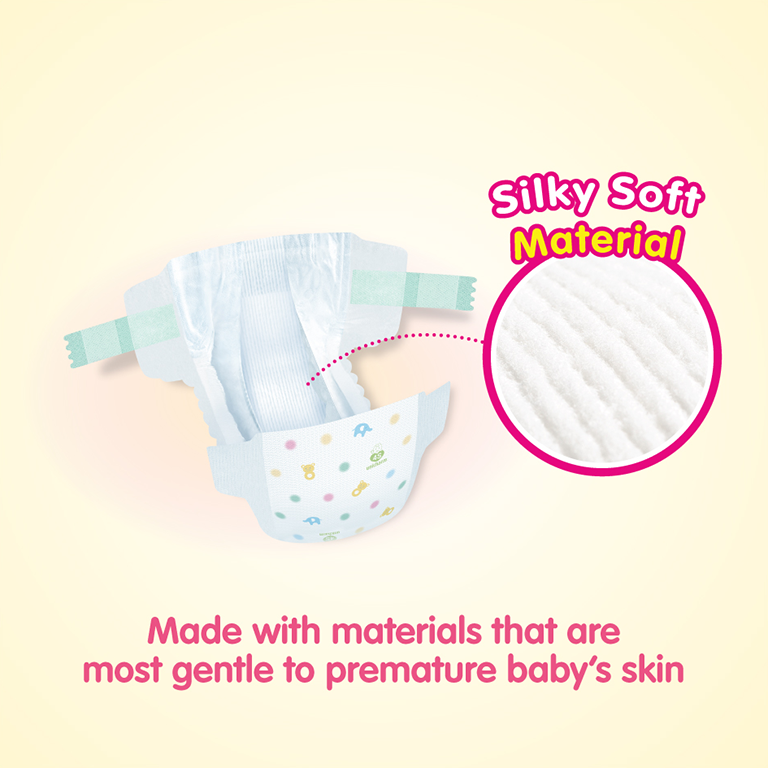 Made with materials that are most gentle to premature baby’s skin.